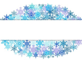 Snowflakes design for winter with place text space vector illustration. Abstract paper craft snow flakes background. Greeting card for snow and ice winter. Snowing poster or banner.