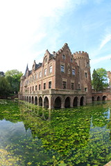 Fototapeta na wymiar Beautiful moated castle in a park