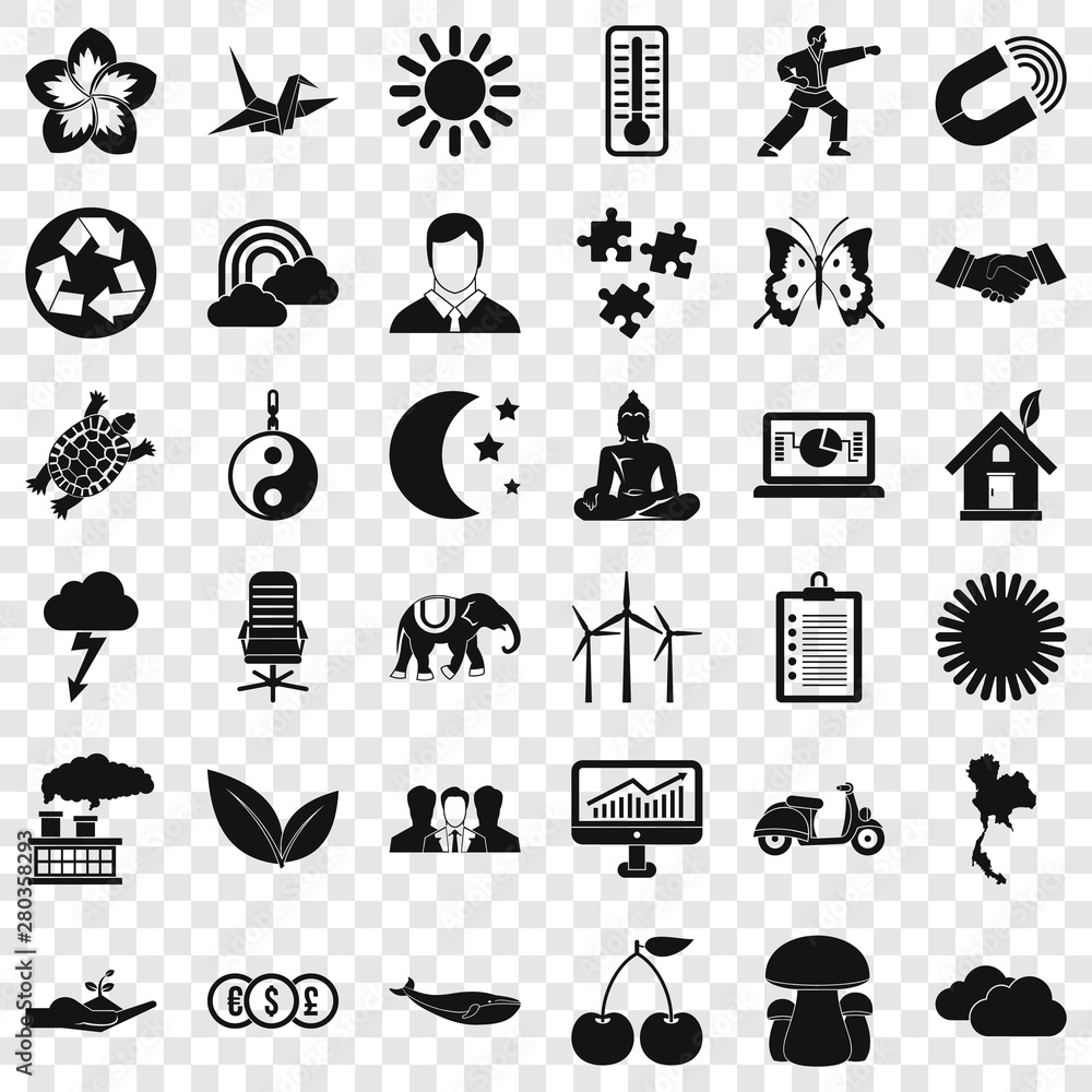 Poster rainbow icons set. simple style of 36 rainbow vector icons for web for any design