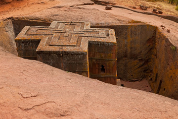 Iglesia Bete Georgis (San Jorge), Iglesias de Lalibela, Lalibela, Etiopia, Africa