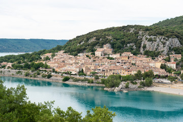 Fototapeta na wymiar Village of Bauduen on the shore of the Lac de Sainte-Croix, in the South of France