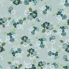 Abstract seamless pattern of cute hand painted simple flowers - 280358455