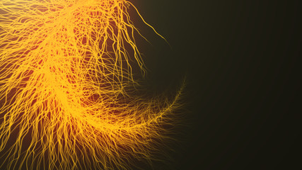 particles Asymmetrical Branching Fractal network, Nerves, neurons , blood vessels, capillaries growing 3d render