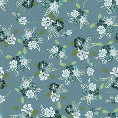 Abstract seamless pattern of cute hand painted simple flowers - 280358489
