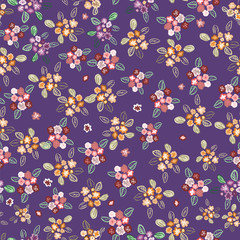 Abstract seamless pattern of cute hand painted simple flowers - 280358495