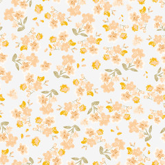 Abstract seamless pattern of cute hand painted simple flowers - 280358602