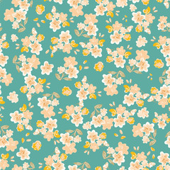 Abstract seamless pattern of cute hand painted simple flowers - 280358623