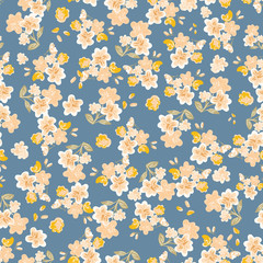 Abstract seamless pattern of cute hand painted simple flowers - 280358671