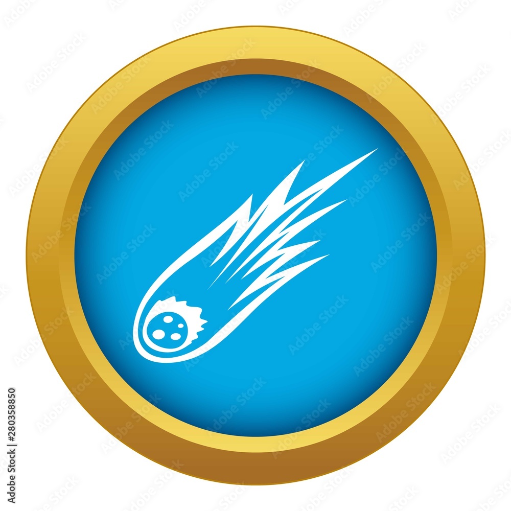 Poster falling meteor with long tail icon blue vector isolated on white background for any design