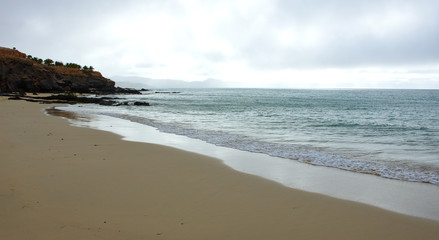 Empty Fine Sand Beach in the Morning in Fuerteventura, Canary Islands