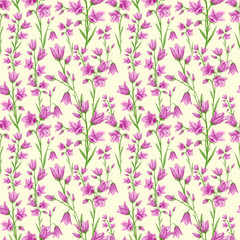 Pattern with flowers bells. Beautiful bright pattern. Suitable for printing on fabric and paper.