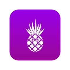 Smiling pineapple icon digital purple for any design isolated on white vector illustration