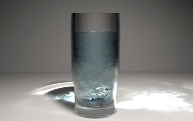 Glass with the water made in 3D Render
