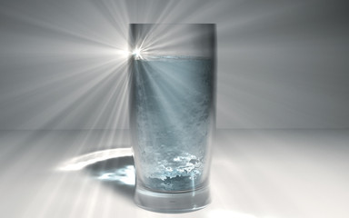 Glass with the water made in 3D Render