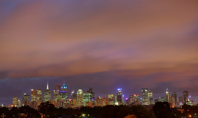 Fototapeta premium Melbourne Skyline bei Nacht
