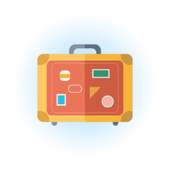 Travel suitcase flat vector. The object is isolated on a white background. Vector illustration. Easily edit the template for your design projects. Flat travel bag web icon