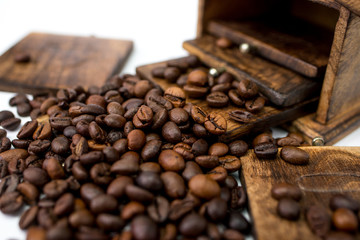 aroma coffee beans on white background