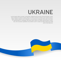 Ukraine flag background. Wavy ribbon colors of Ukraine flag on white background. National poster. Vector design. State ukrainian patriotic cover, flyer