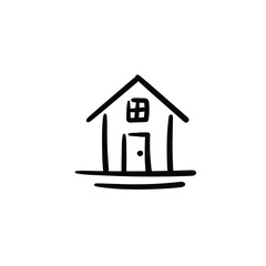 Hand drawn house. Simple vector icon