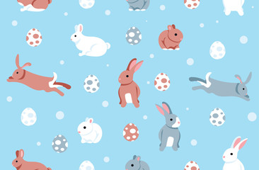 Colorful Easter Eggs Bunny Seamless Background Pattern
