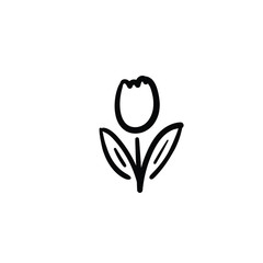 Hand drawn flower. Simple vector icon