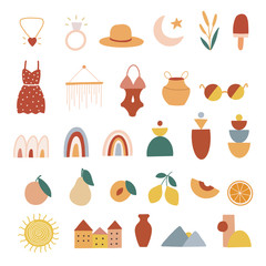 Hand drawn bohemian logo set in flat style