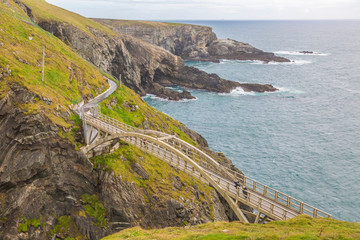 Pedastrian bridge to Mizen Head lighthouse in southern west Ireland