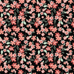 Abstract seamless pattern of cute hand painted flowers - 280362261