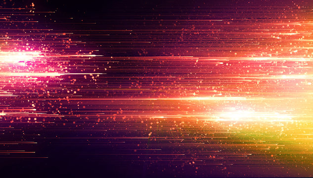 Fototapeta Led Light.  Future tech. Shine dynamic scene. Neon flare. Colorful rays. .Magic moving fast lines. Sparkling studio. Hologram display. Mystic beam. Stylish fantasy space. Bright blurred waves.