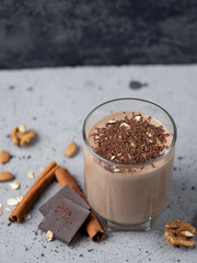 Milk Chocolate smoothie with cocoa nuts cinnamon