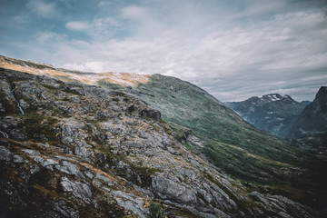 mountain landscape with river in norway