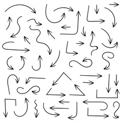 Black filigree arrows. Hand drawn icons