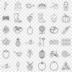 Growth icons set. Outline style of 36 growth vector icons for web for any design