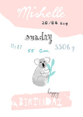 Hand drawn abstract pastel baby shower card with brush confetti