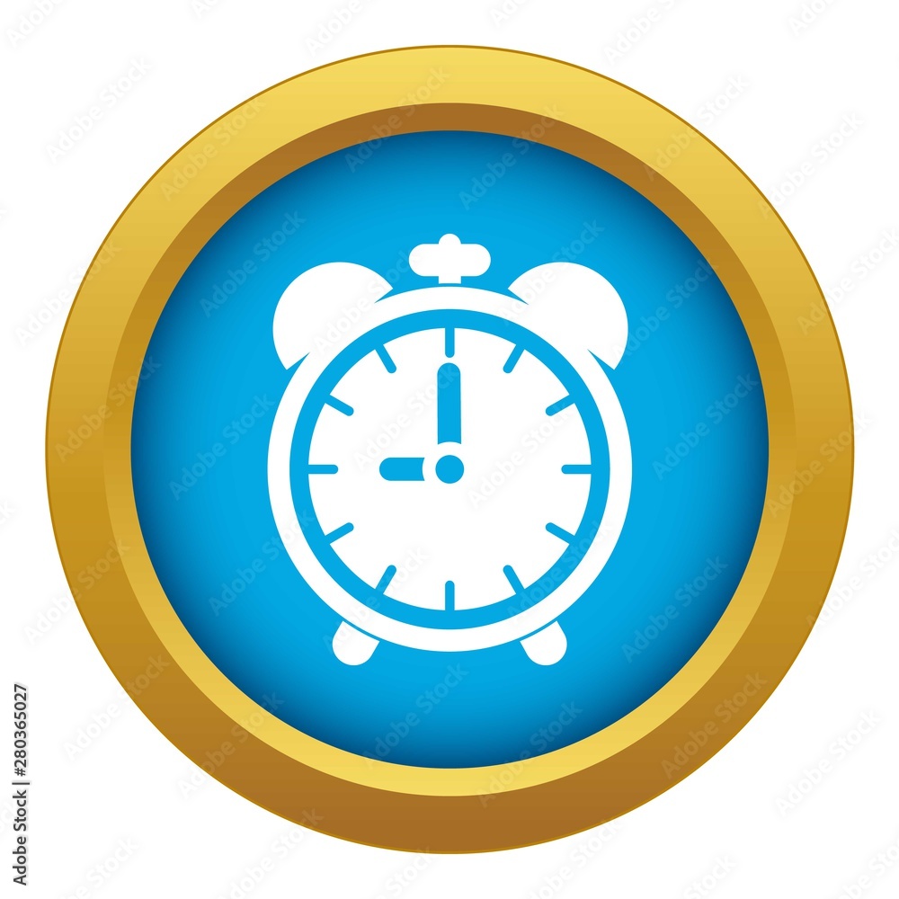 Poster alarm clock icon blue vector isolated on white background for any design