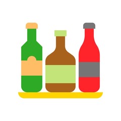 drink and beverage storage bottle with lid flat design icon.
