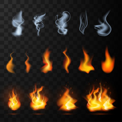 Realistic Fog, smoke, fire flames set