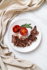 Grilled medium rare beef steak