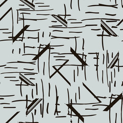 Abstract seamless pattern of different lines. Striped background from uneven motley lines and squares, hand drawing. For textiles, packaging, fabric, wallpaper