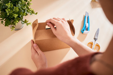 Making a gift box. DIY concept. Step-by-step photo instruction