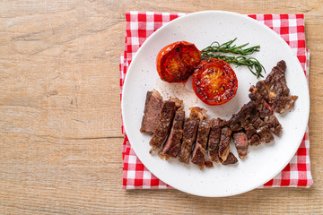 Grilled medium rare beef steak