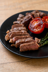 Grilled medium rare beef steak