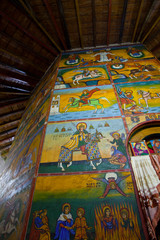 Frescos en la Iglesia de Ragel, Monte Entoto, Addis Abeba, Etiopia, Africa
