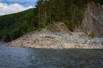 View of the Krasnoyarsk reservoir. Krasnoyarsk Sea.
