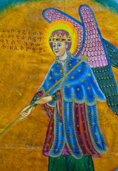Frescos en la Iglesia de Ragel, Monte Entoto, Addis Abeba, Etiopia, Africa