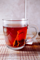 tea in a clear glass black