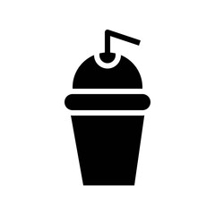 tasty shake glass cup with straw beverage solid icon.