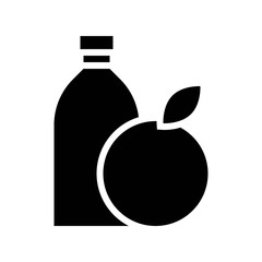 fresh orange juice bottle beverage solid icon.