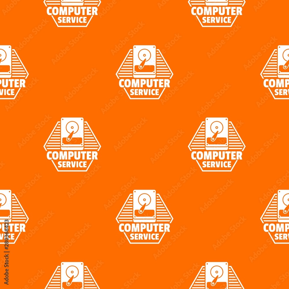 Poster computer service pattern vector orange for any web design best