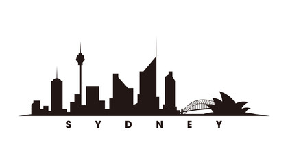 Sydney skyline and landmarks silhouette vector - obrazy, fototapety, plakaty